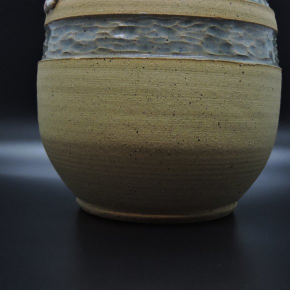 Stoneware Banded Glaze Magnolia Flower Vase Signed - Picture 7 of 15